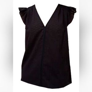 Kate Spade Textures Ruffled Sleeve Top